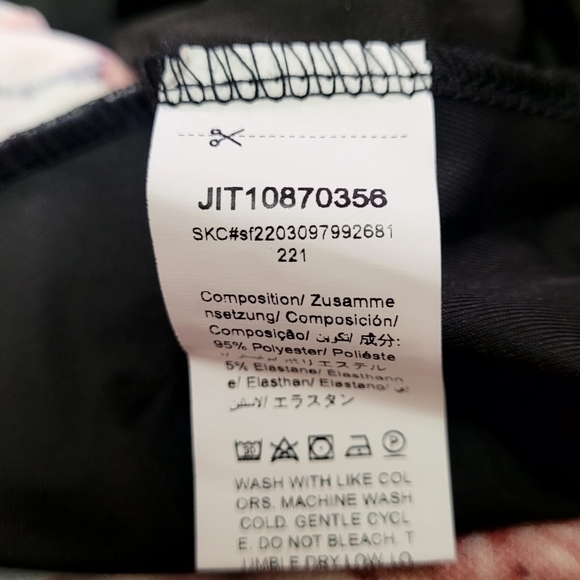 SHEIN Pink Orange Bkack Floral Wrap Short Sleeve Bodysuit Night Out Sexy - Picture 5 of 5